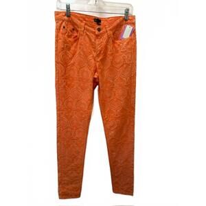 NEW 6 BY SIX women's embossed 5 pocket pant in tangerine